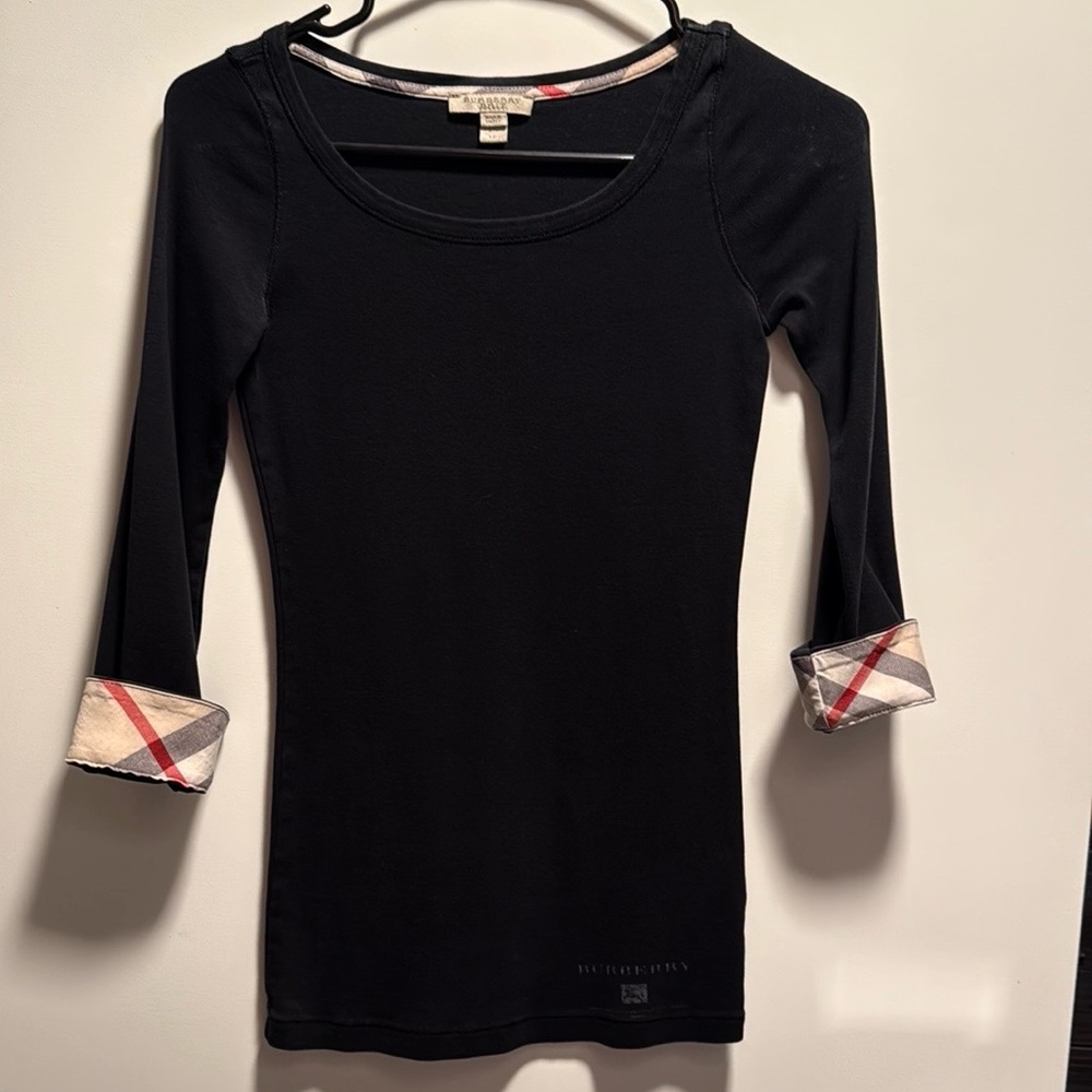 Burberry cotton 3/4 sleeve top XS